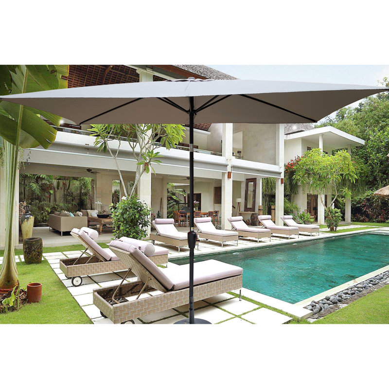 Parasol de patio 6 x 9 pi - Construction, résistant aux intempéries, inclinaison facile pour le bord de la piscine bloquant 9 pi x 6 pi, poteau rouillé, manivelle et cour à boutons