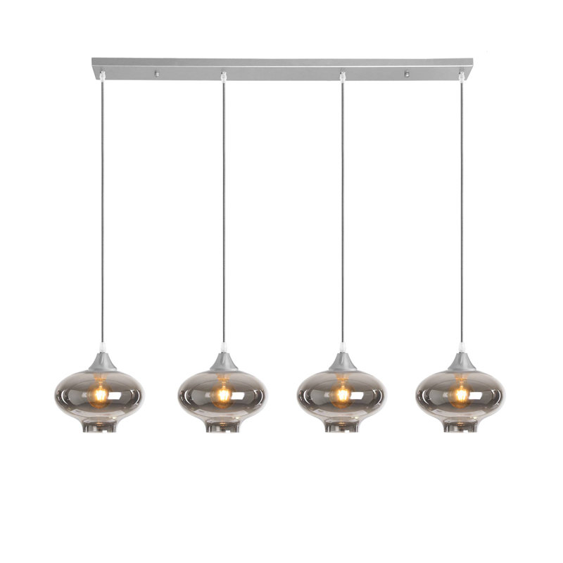 Martelly 4 - Light Kitchen Island Pendant, Smoke, Silver