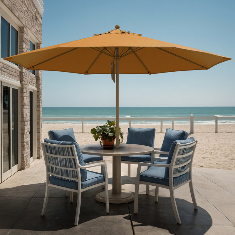 Parasol en bois de teck 11 pi, Orange toscane