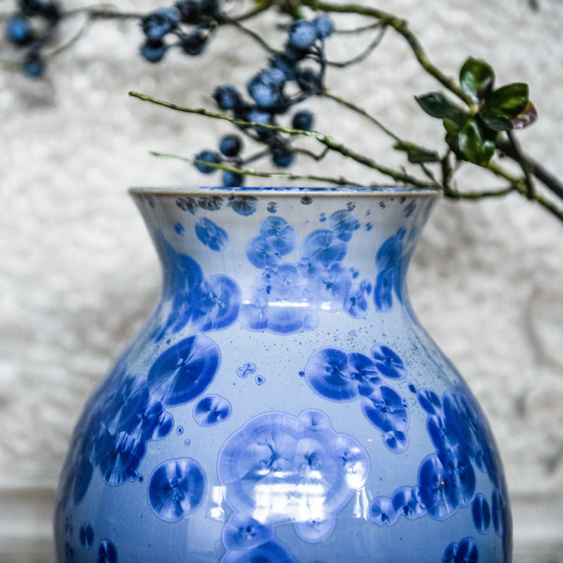 Curio Handmade Stoneware Table Vase, Cobalt