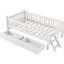 Lit simple, blanc, lit plateforme, garde-corps, 2 tiroirs, bois de pin +, sans sommier, espaces de rangement multiples, assemblage rapide pour débutants, structure semi-fermée, tâche d'assemblage sans effort