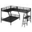 Lit superposé en métal avec lit mezzanine attaché et bureau