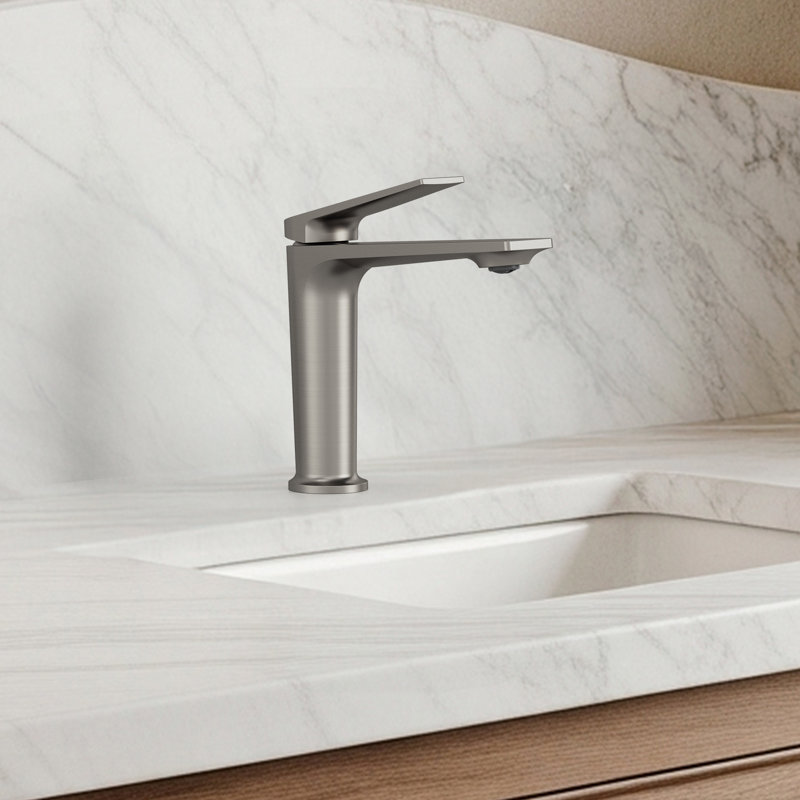 Single Hole Bathroom Faucet with Drain Assembly, Single Handle Bathroom Sink Faucet, Brushed Nickel