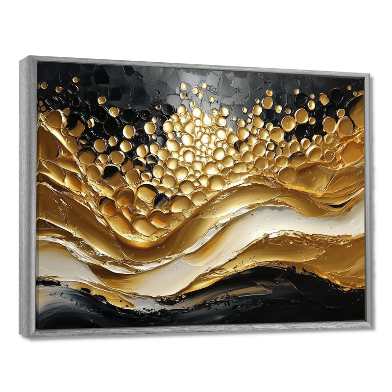 Almeida Golden Passage To Transitional Art III - reproduction d'art sur toile encadrée transitionnelle, Argent argent