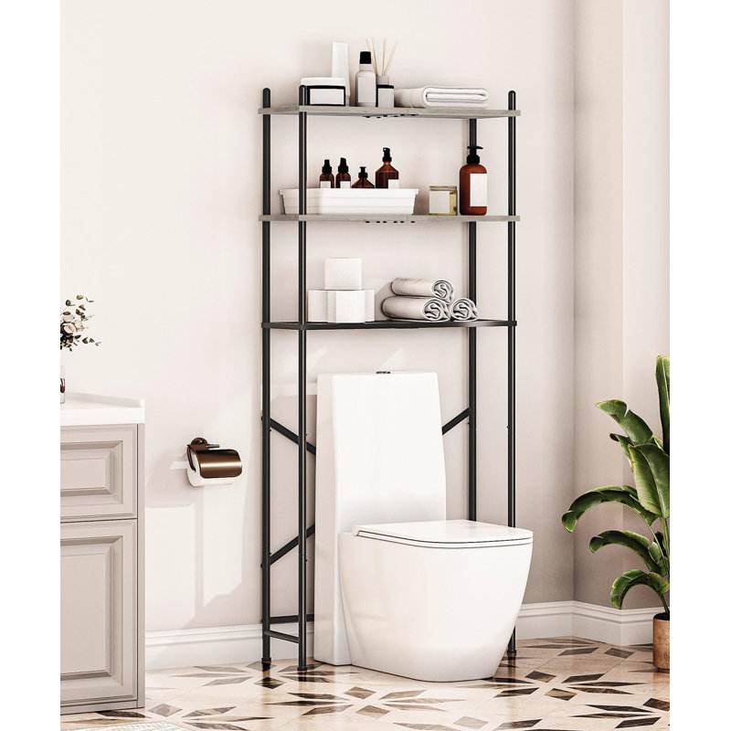 Rasmie Freestanding Over-the-Toilet Storage, Greige/Black