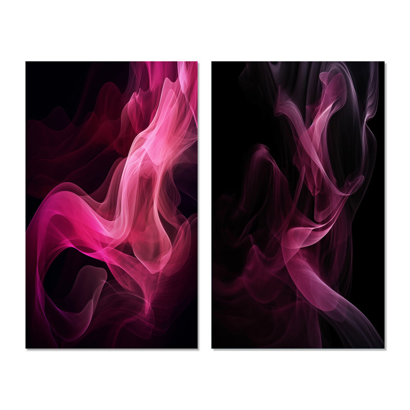 Rose et noir, ensemble de 2 pièces d'art mural fractal I - Fractals, Toile tendue, H 32 po x l 32 po