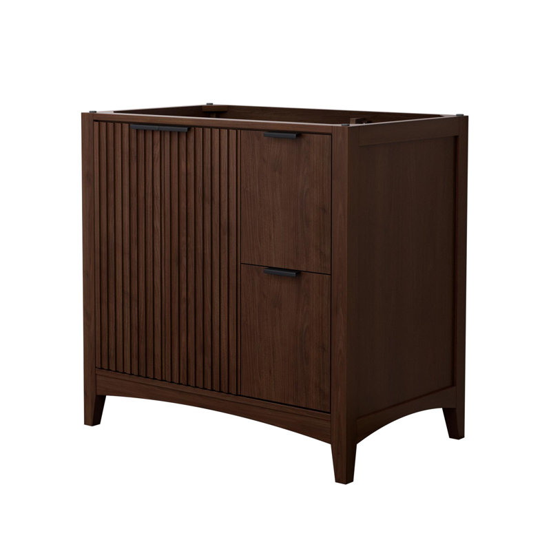 Palmilla 35.25" Freestanding Single Bathroom Vanity Base Only, Brown, Matte Black