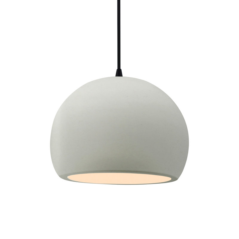 Luminaire suspendu à 1 lumière Aschwin, H 7,75 po x l 10 po x P 10 po, Blanc mat, Noir mat