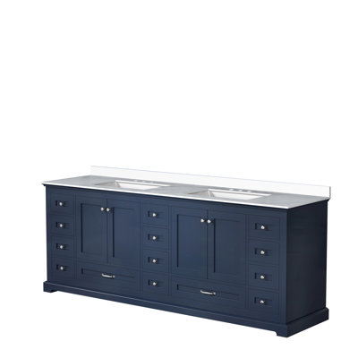 Meuble-lavabo double avec comptoir en quartz blanc