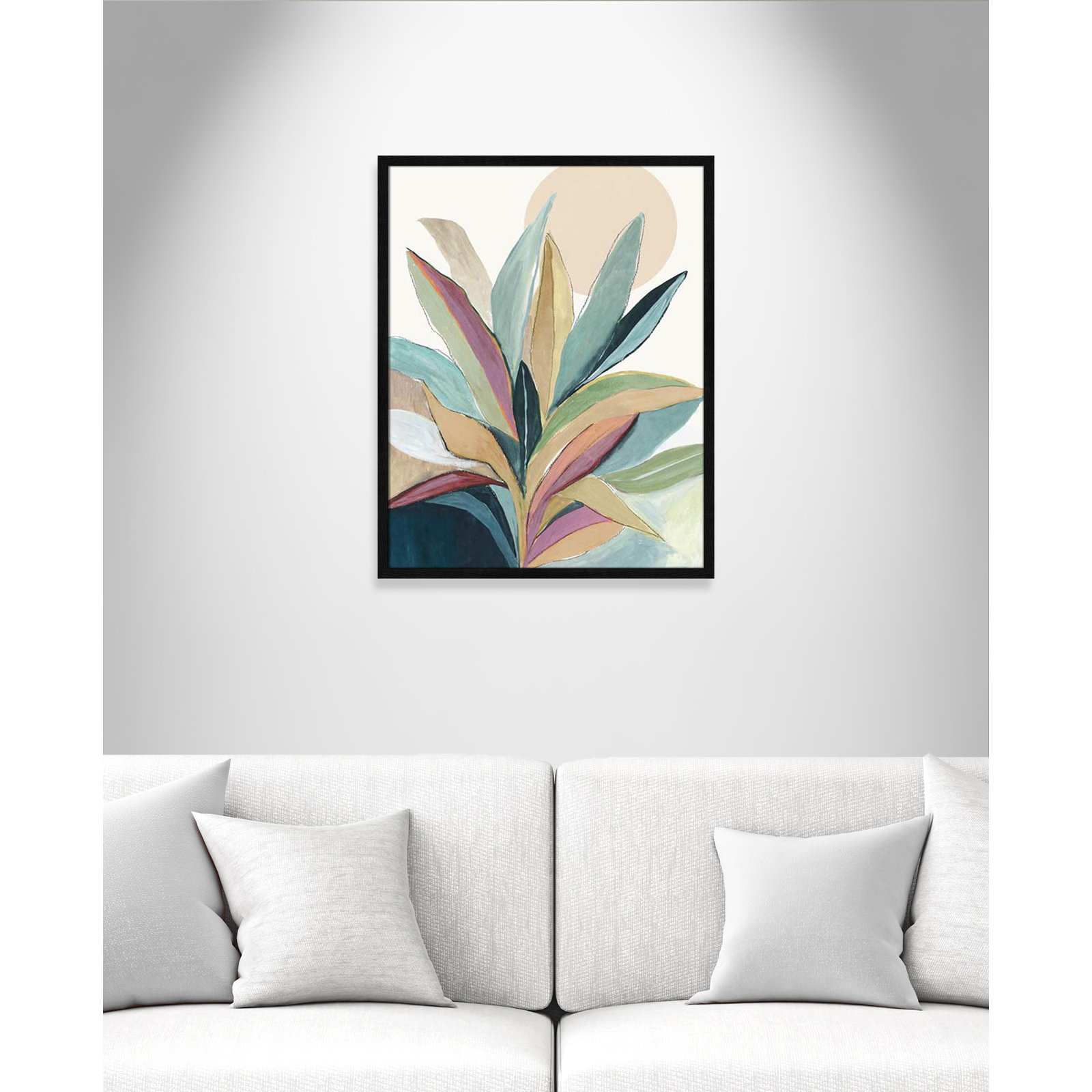 Sunny Bright Leaves I by Asia Jensen, Black Slim Unmatted Picture Framed, 29.5" H x 23.5" W x 0.75" D