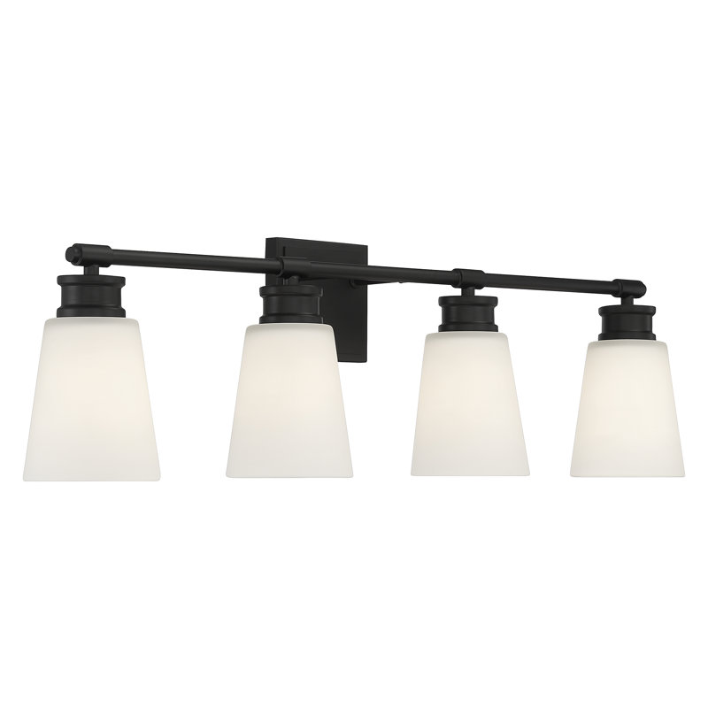 Luminaire pour meuble-lavabo de salle de bain 4 lumières Meridian, Noir mat