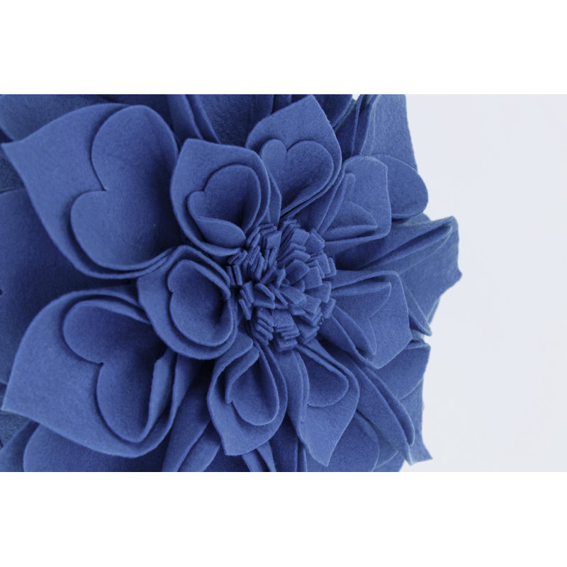 Floral Throw Pillow, Navy Blue, 13" x 13"