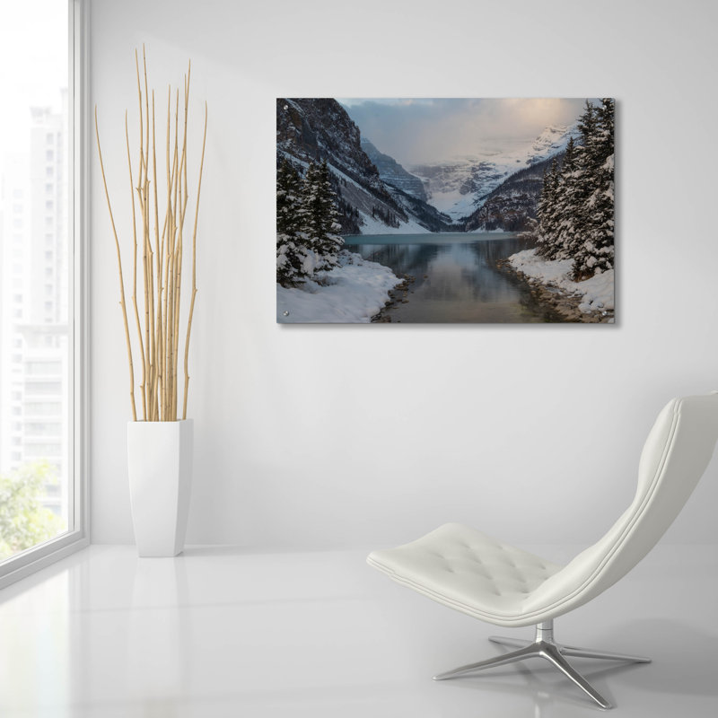 «Lake Louise 5» par Joe Reimer, art mural en verre acrylique, H 24 po x l 36 po x P 0,2 po