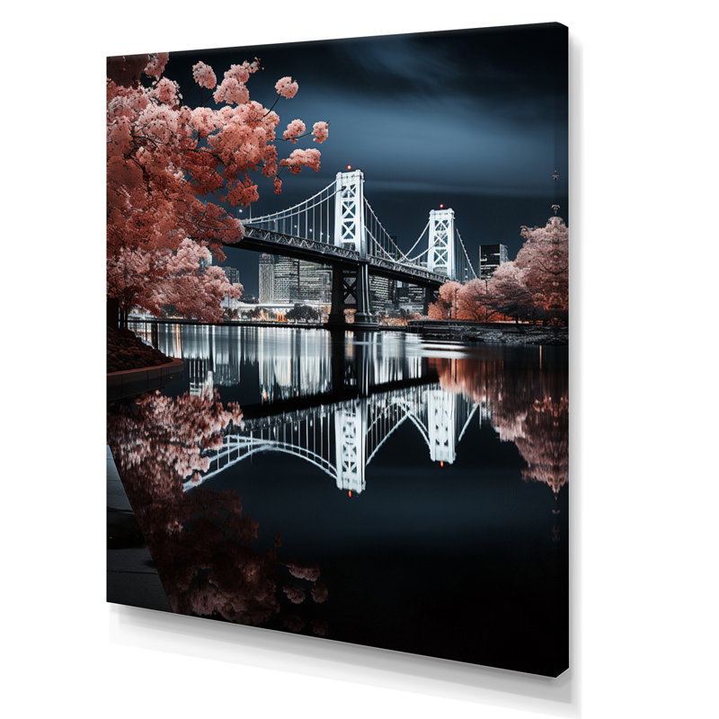 Magnifique pont urbain illuminé, H 20 po x l 12 po x P 1 po, Toile tendue