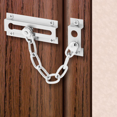 Solid Brass Chain Door Guard for Door and Home Security, 3-5/16 Inch, Satin Chrome (Single Pack)