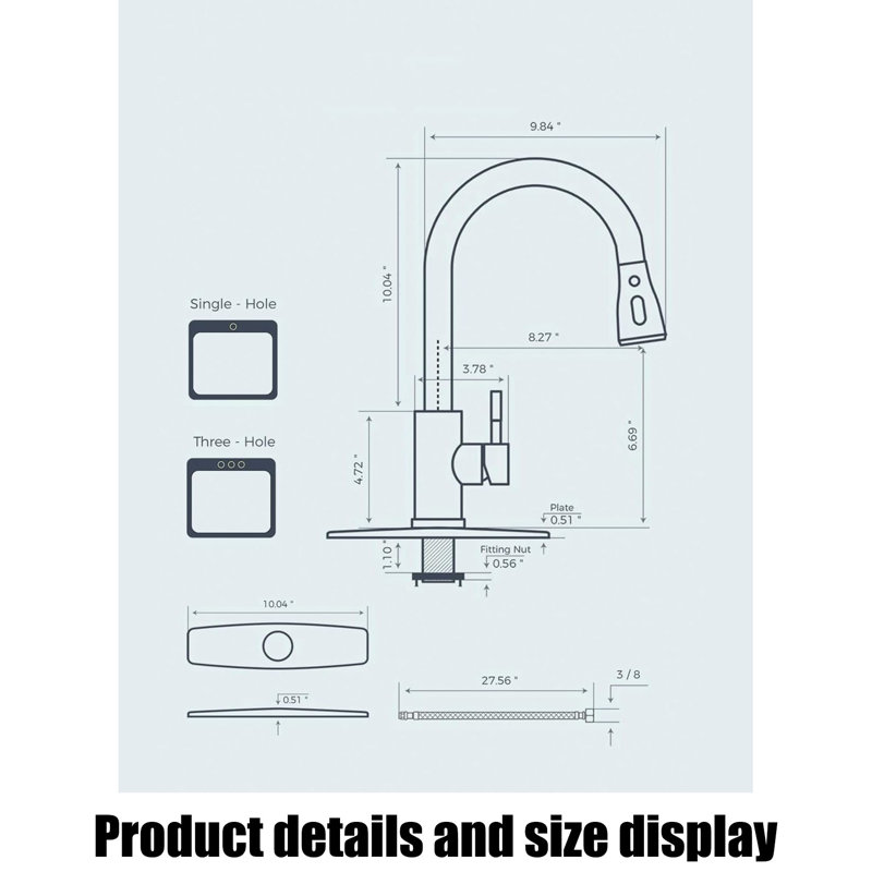 Stainless Steel Pull-Down Kitchen Faucet – High Arc, 3 Modes, with Soap Dispenser, Matte Black