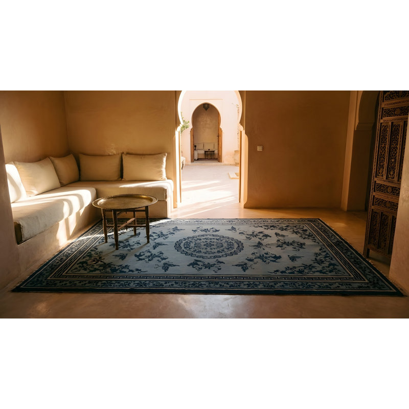 Antique Chinese - Ningxia Blue 1850s Rug