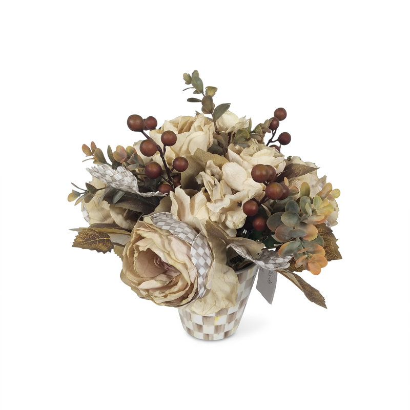 Mocha Check Fall Floral Arrangement