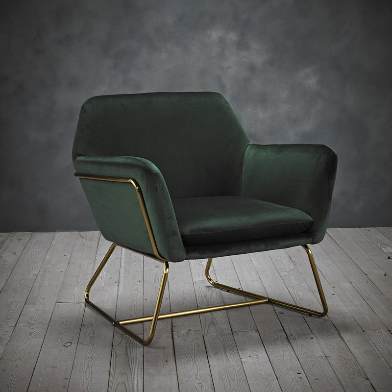 Velvet Armchair, Gold, Green