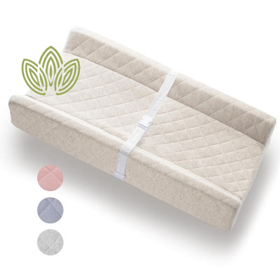  Matelas à langer profilé en coton biologique avec matelas en mousse imperméable, comprend une housse douce, amovible et lavable, une sangle de sécurité, un fond antidérapant, un surmatelas pour table à langer et commode de taille standard