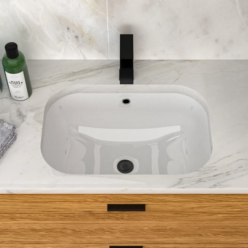 Évier rectangulaire en céramique blanche encastrable 19,35 lb 22 po x 15 po 8,3 po, finition acide