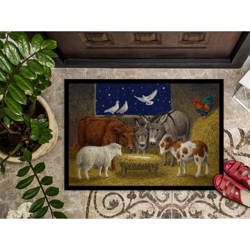 Lunnard Non-Slip Christmas Outdoor Doormat, 2' x 3'