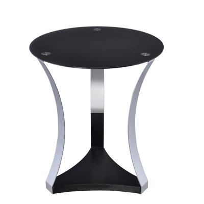 Table de bout en verre noir et finition chromée