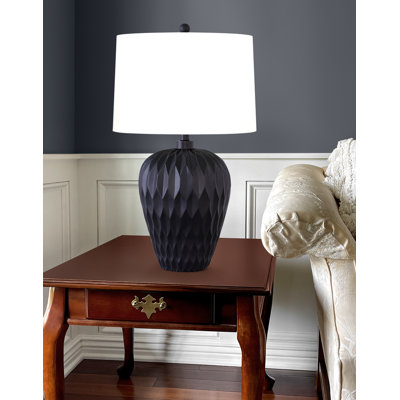 Raso 28 in. Satin Black Table Lamp