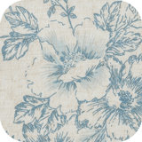 Neacsa Linen Semi Sheer Peony Flower Patterned Rod Pocket Curtain Pair
