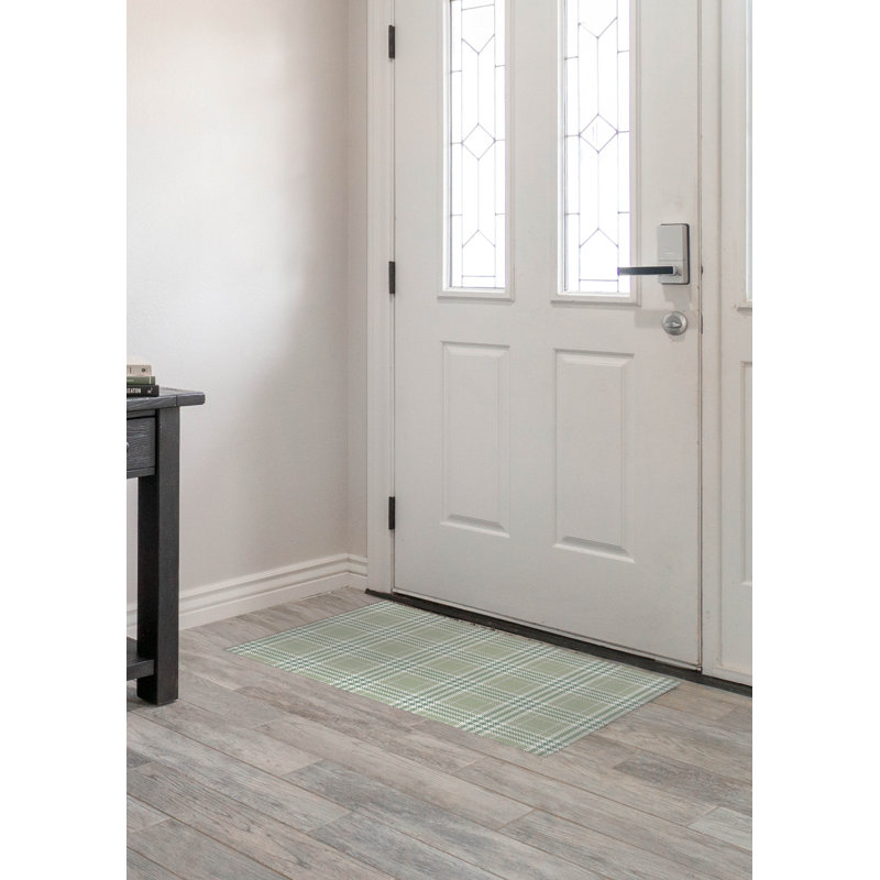 Plaid Indoor Doormat, 36" W x 60" L, Green