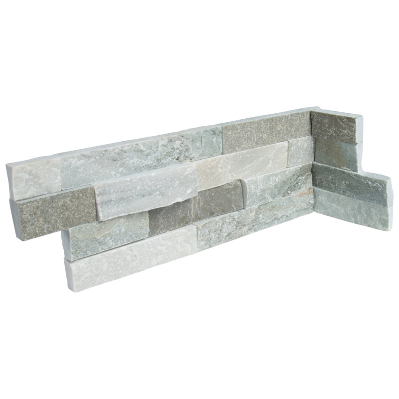 Stonecrest 6 in. x 18 in. Split Face Natural Stone Ledger Corner Wall Tile, Cobalt Mist