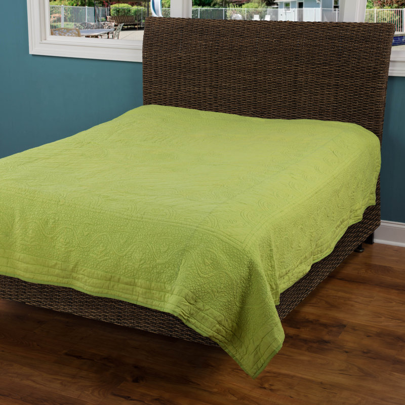 Moroccan Fling Modern & Contemporary Cotton Quilt, Lime, Queen Quilt
