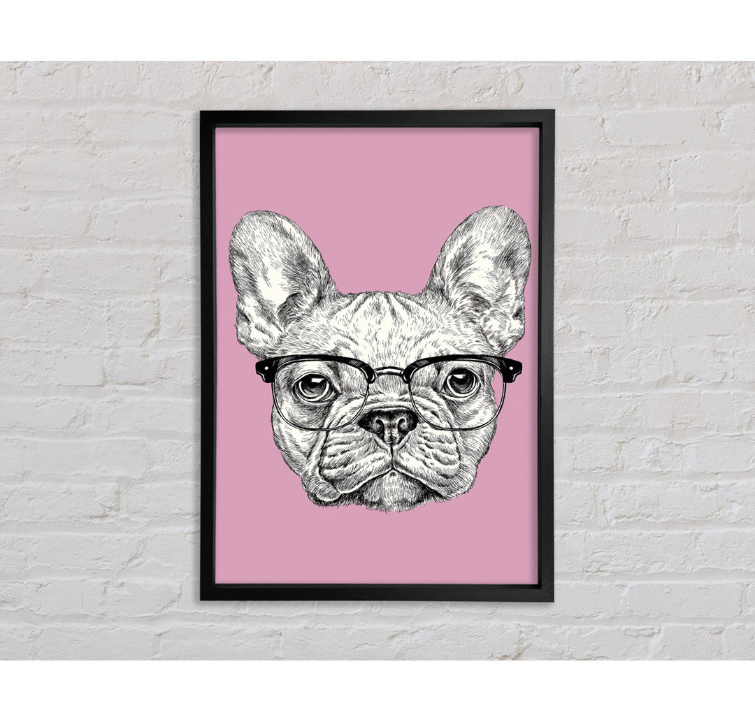 Französische Bulldogge mit Brille Gerahmter Druck Wandkunst