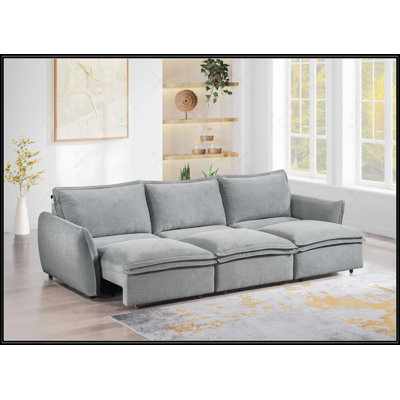 Canapé électrique en chenille gris Eaden avec canapé-lit, confortable et élégant pour les espaces de vie modernes, parfait pour la détente et le sommeil supplémentaire.
