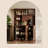 55.12" Walnut Finish Pine Sideboard, Glass Wine Cabinet & Tea Cabinet for Living Room