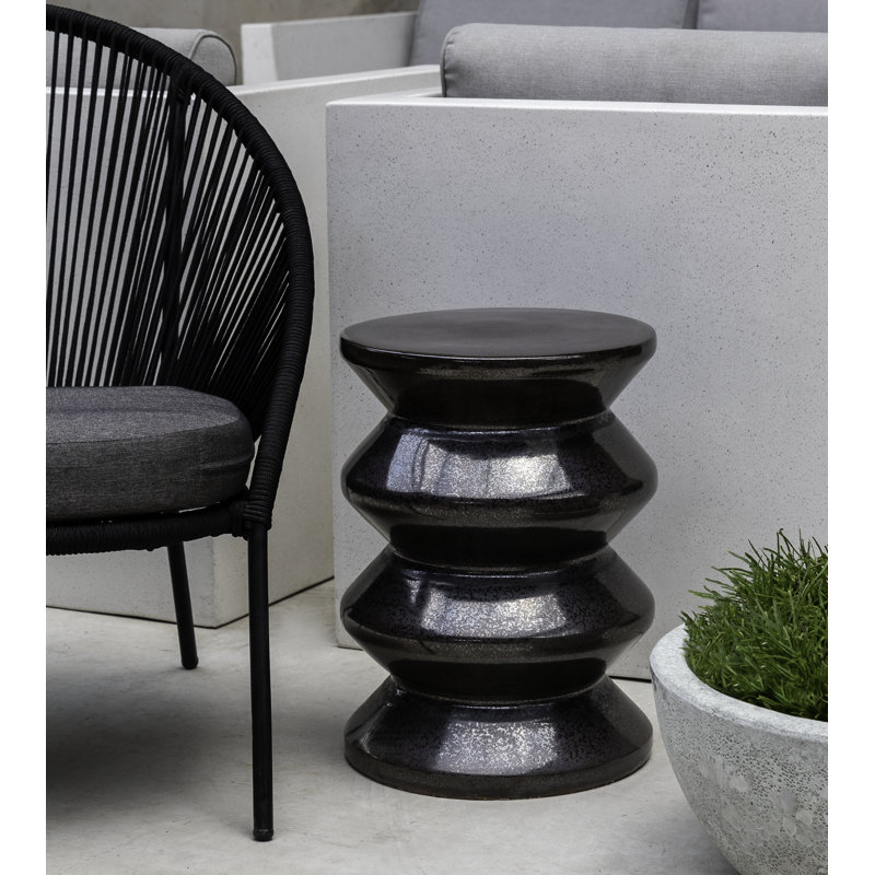 Tabouret de jardin Zigzag, Noir de glace