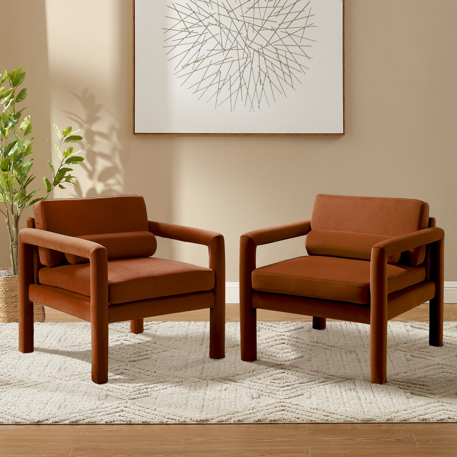 Solaris Velvet Accent Chair, Caramel Velvet