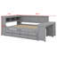 Lit de jour avec tablettes de rangement, tiroirs, lit gigogne, station de charge, lumière DEL, bureau et armoire-890850796