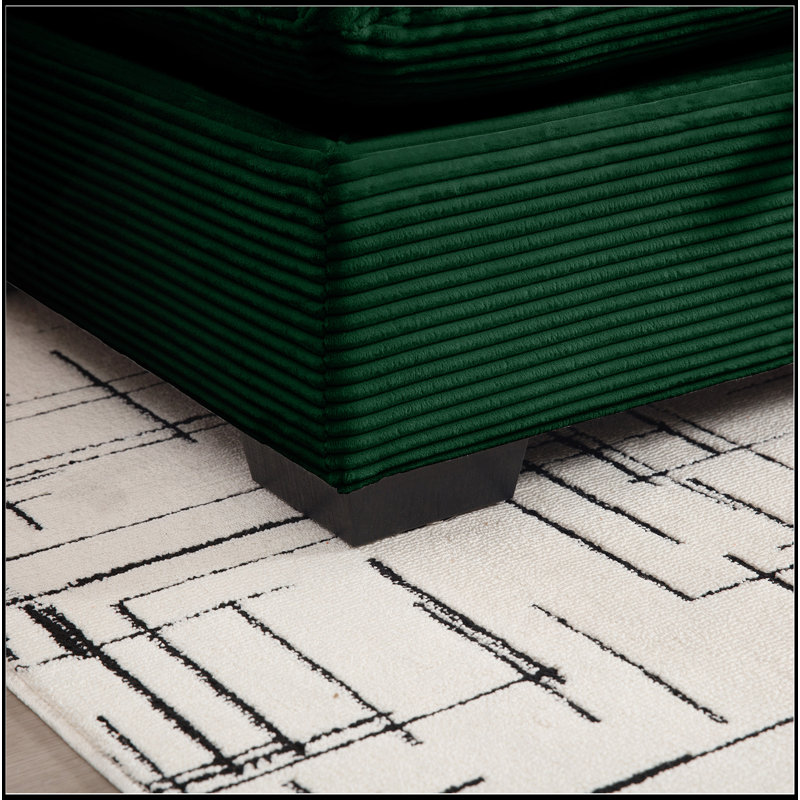 Versatile Corduroy Fabric Ottomans For Customizable Sofa Combinations And Ultimate Comfort, Green