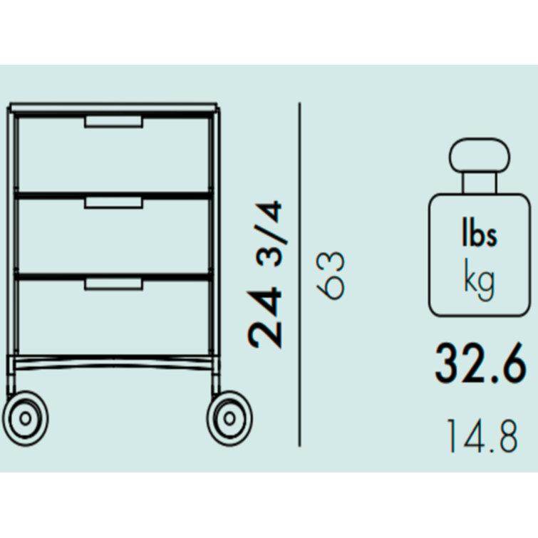 Kartell Mobil Mat 3-Drawer Storage with Wheels by Antonio Citterio with  Oliver Löw