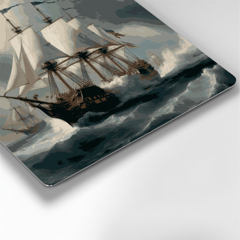 Art nautique gris, histoire nautique marine, H 16 po x l 16 po