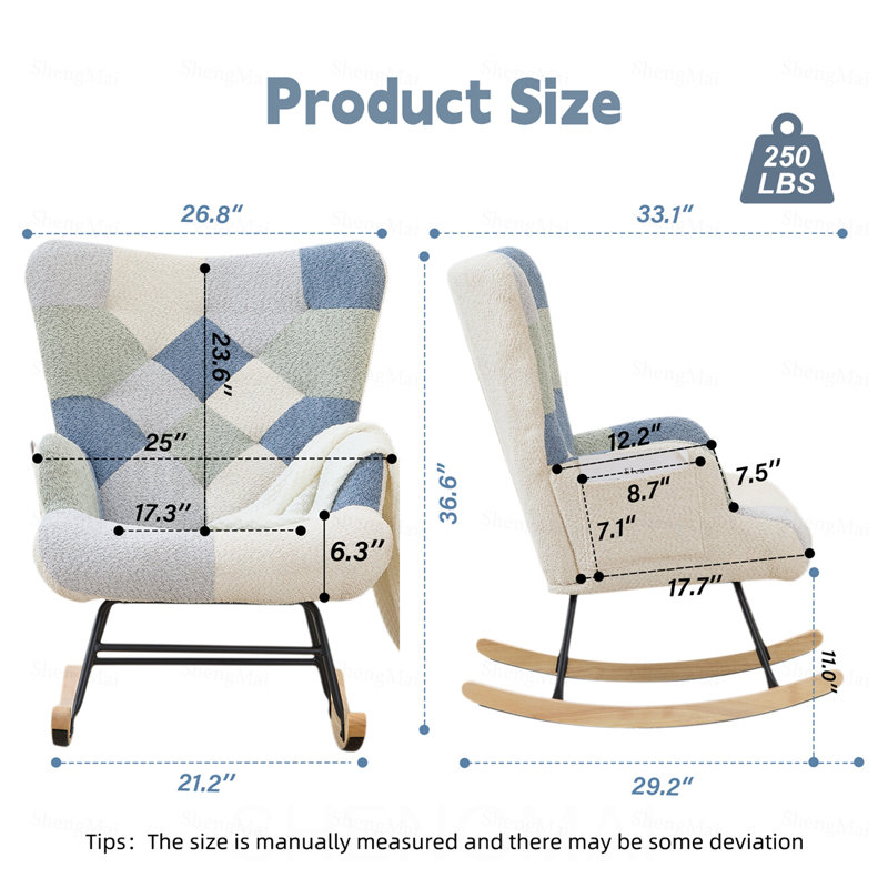 Chaise berçante rembourrée en molleton et patchwork Teddy