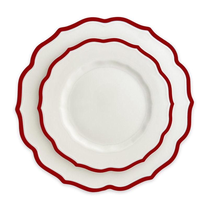 Stella Scalloped Crimson Porcelain Dinner Plate