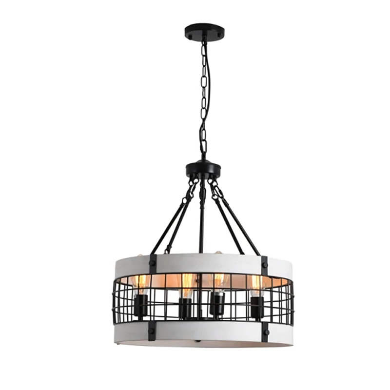 Luminaire suspendu sphère 4 lumières avec détails en bois