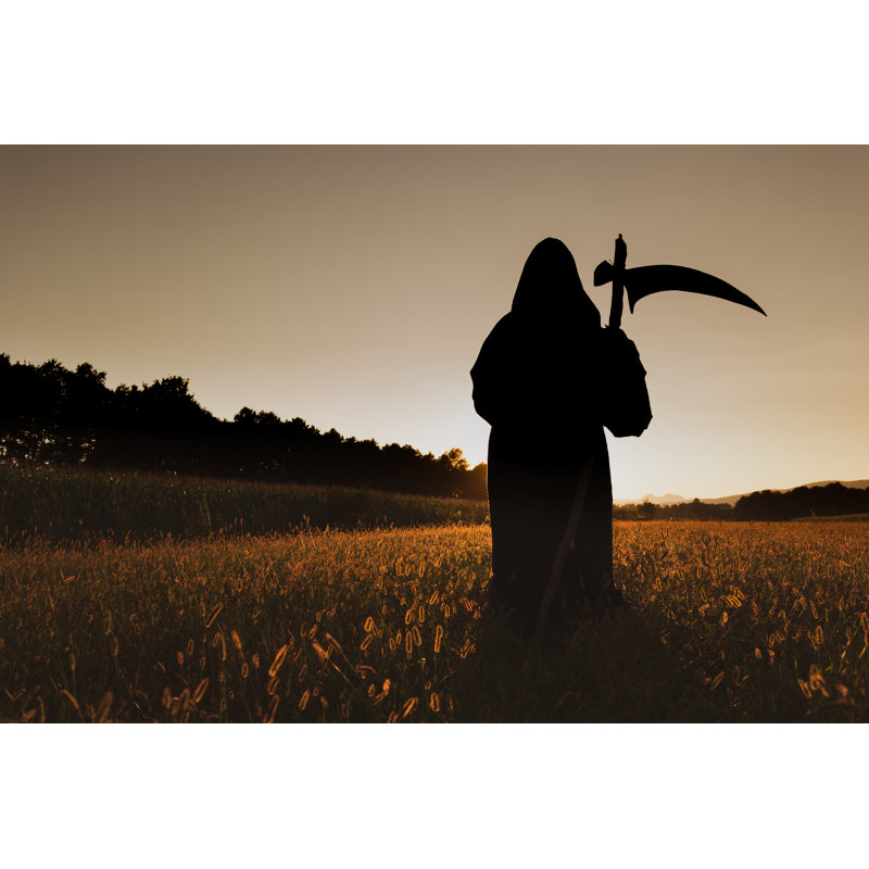 Grim Reaper In The Sunset by Black Lollipop - No Frame Art Prints on Canvas, 30cm H x 46cm W