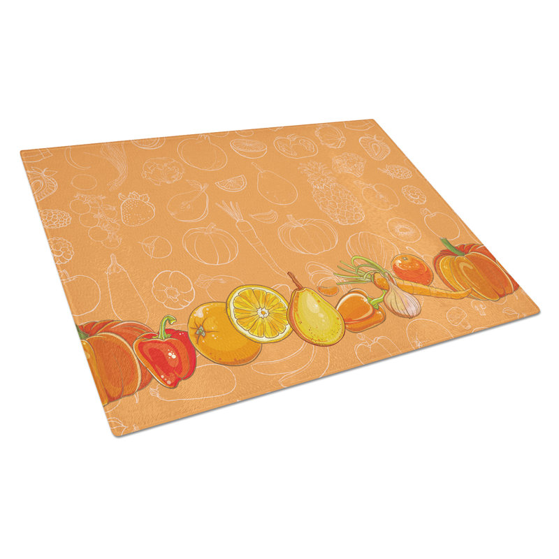 Fruits and Vegetables Rectangle Glass Cutting Board