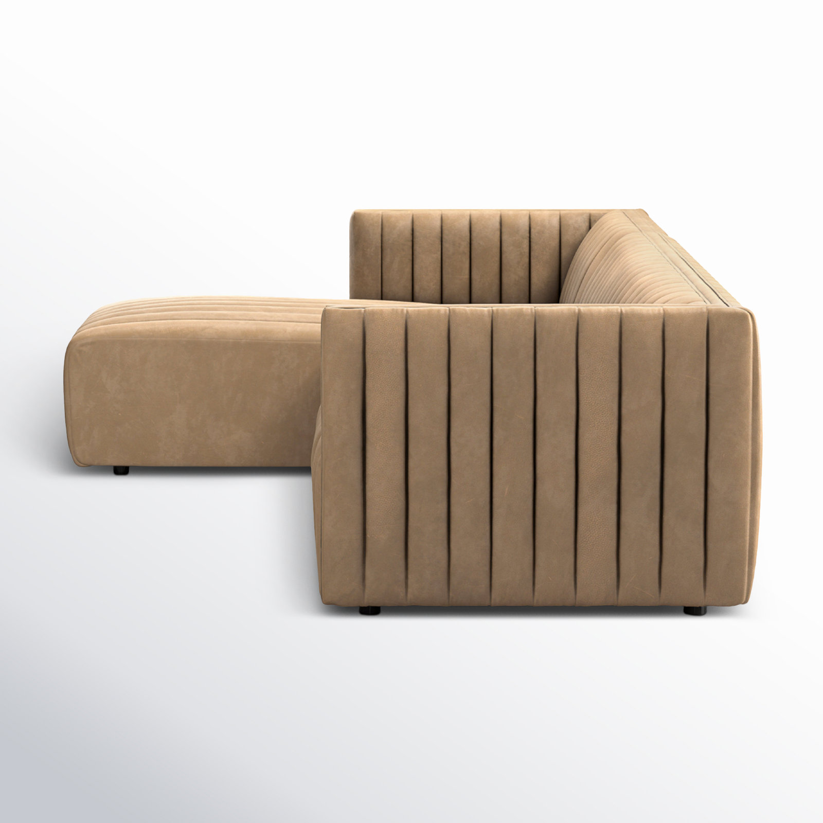 Brandt Upholstered Chaise L-Sectional, Palermo Drift Genuine Leather, Left Hand Facing, 26.5" H x 105" W x 64" D