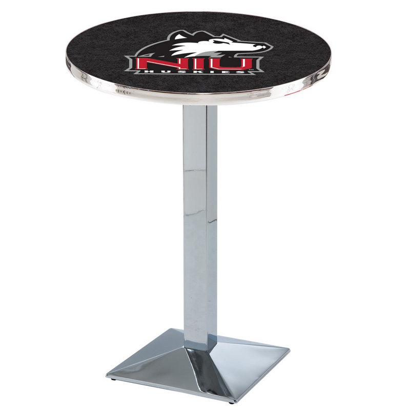 Round Metal Base Dining Table, Chrome, University of Northern Illinois