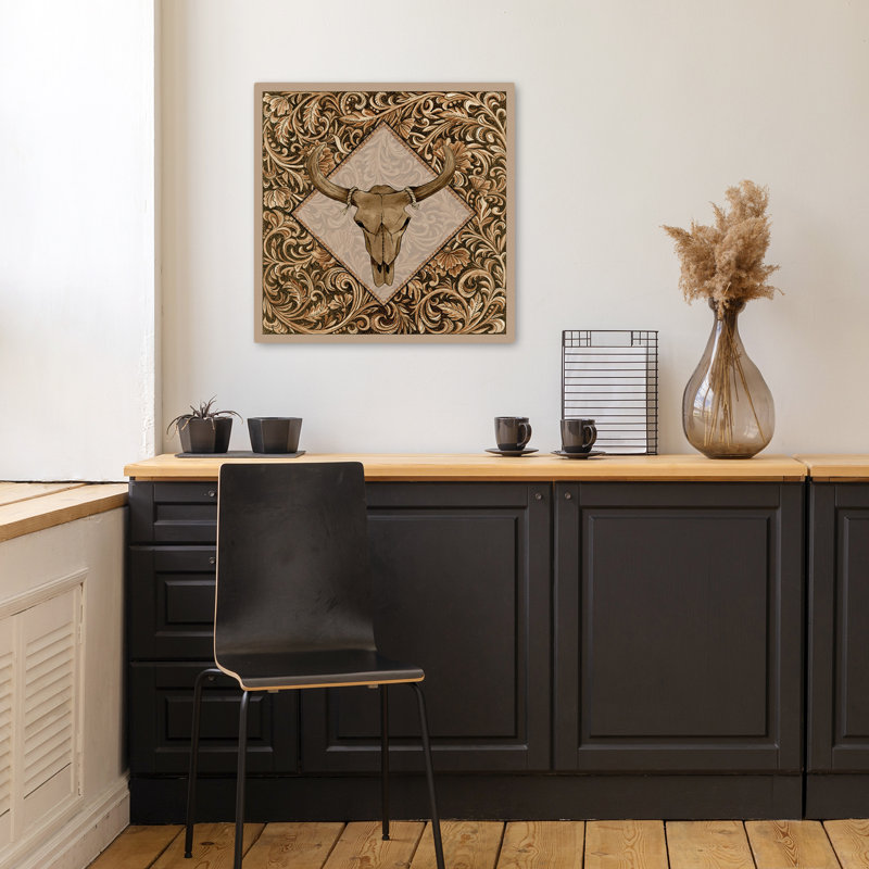 Leather Skull Contemporary Pattern Art, 18" H x 18" W
