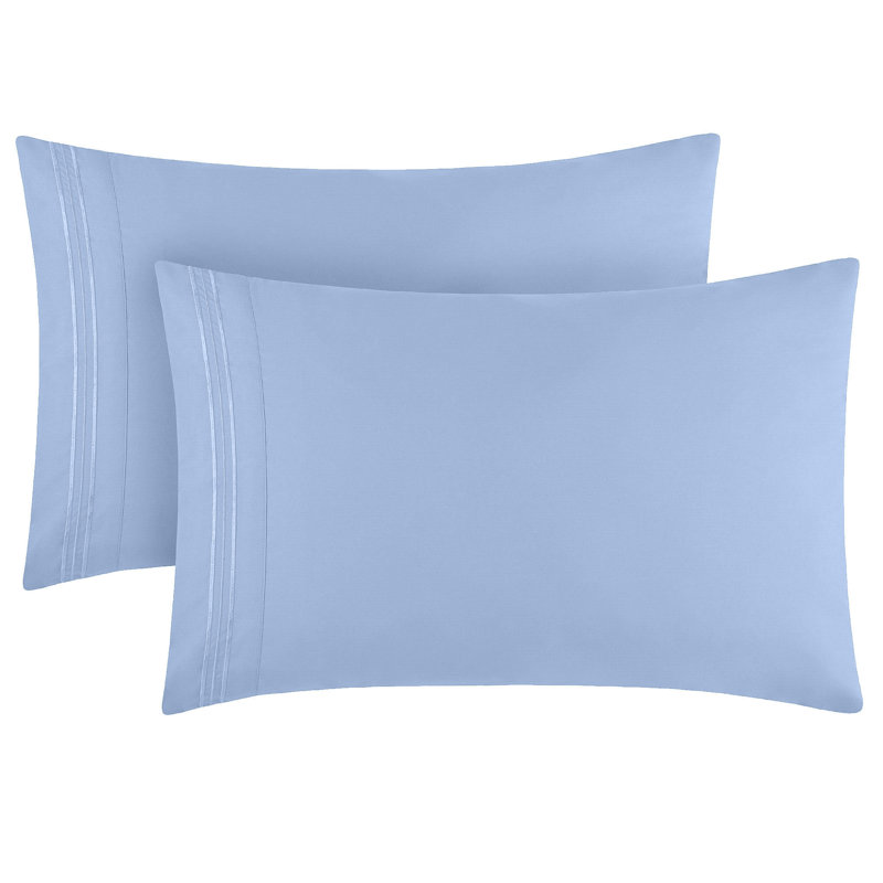 Ensemble de 2 taies d'oreiller Mellanni 1800, Bleu ciel, Très grand lit